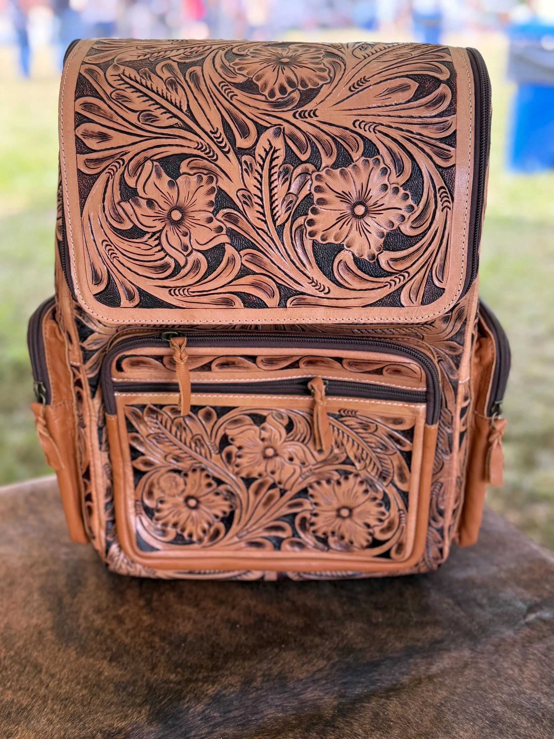 Tooled Leather Backpack