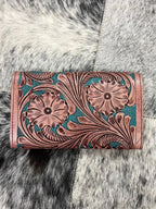 Tooled Brown and Turqoise Wallet