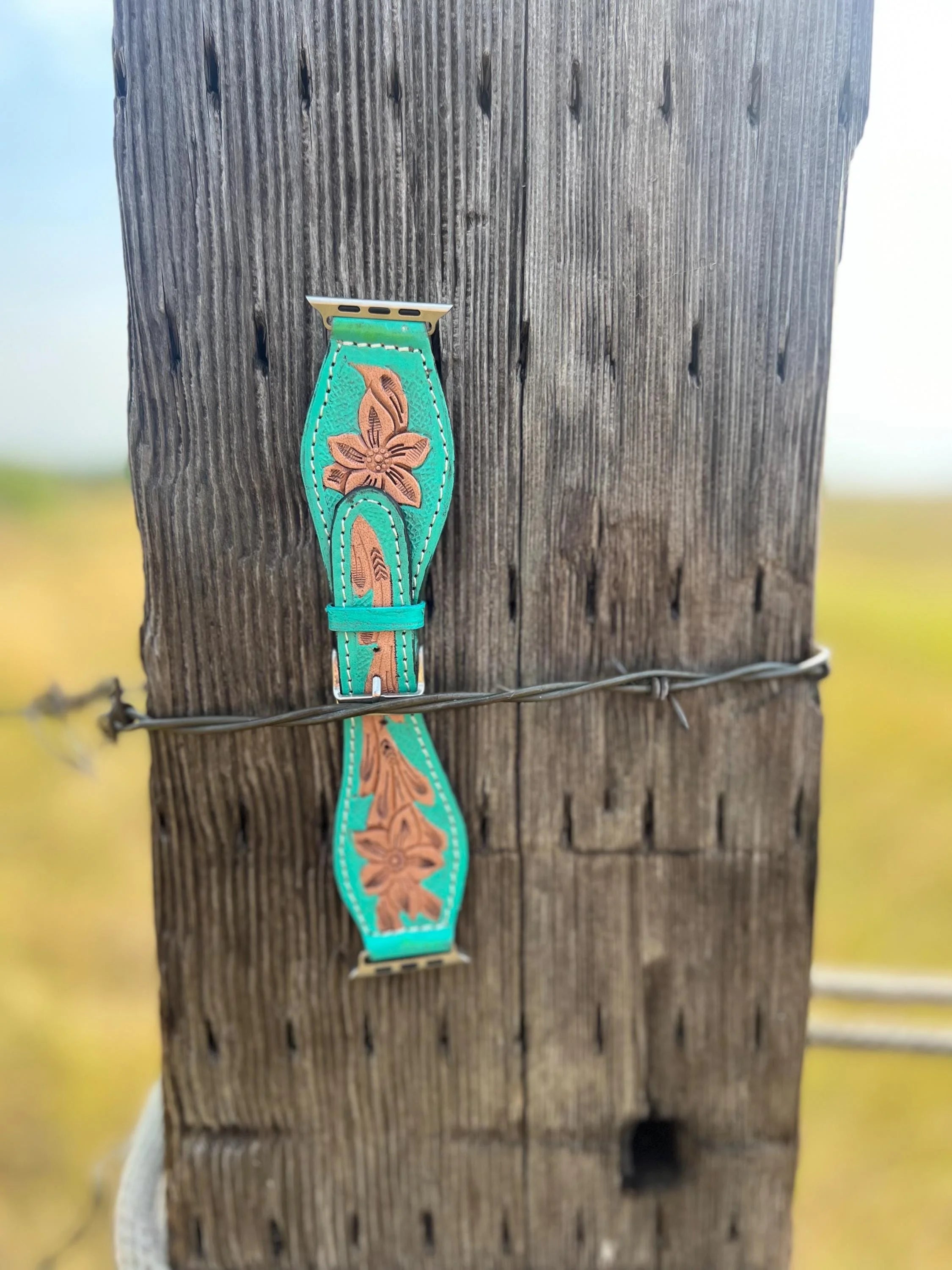 Turquoise leather watch band