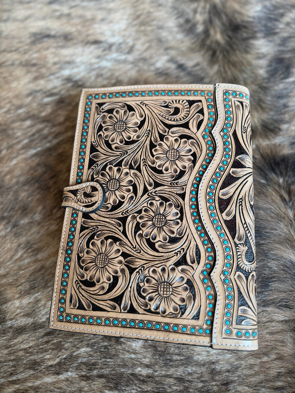Tooled leather bible cover