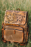 Basket weave leather backpack