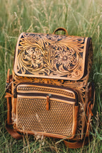 Basket weave leather backpack