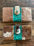 Embossed Turquoise Cowhide Wallet
