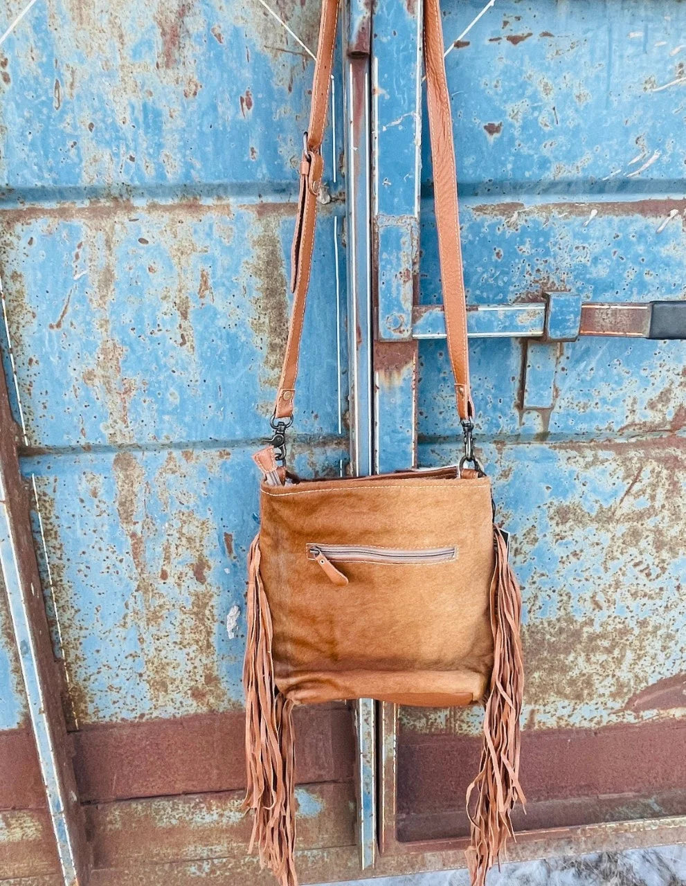 Concho Cowhide Fringe Crossbody