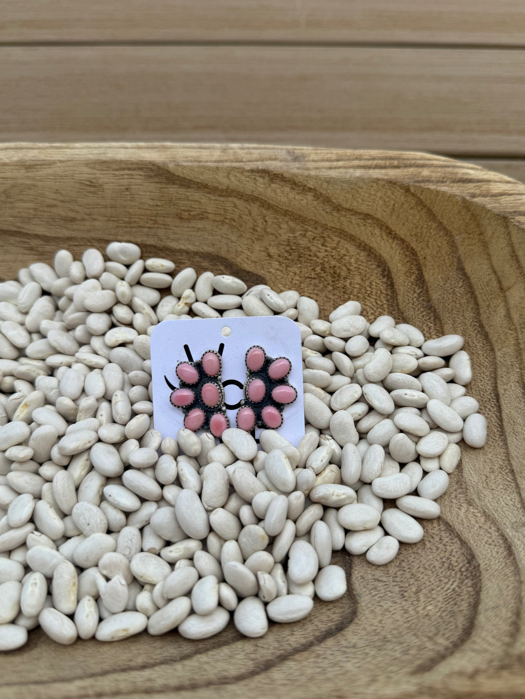 Pink Conch Half Cluster Stud Earrings