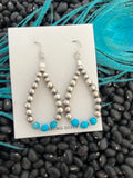 Genuine Navajo Pearl Turquoise Teardrop Earrings