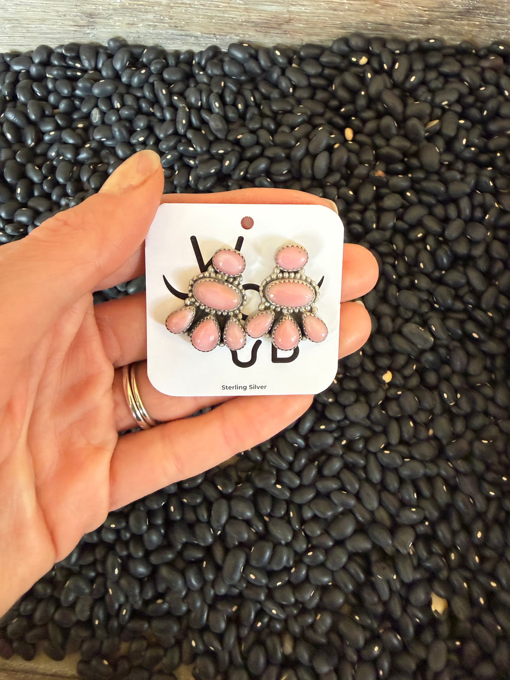 Pink Conch Cluster Stud Earrings