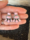 Pink Conch Cluster Stud Earrings