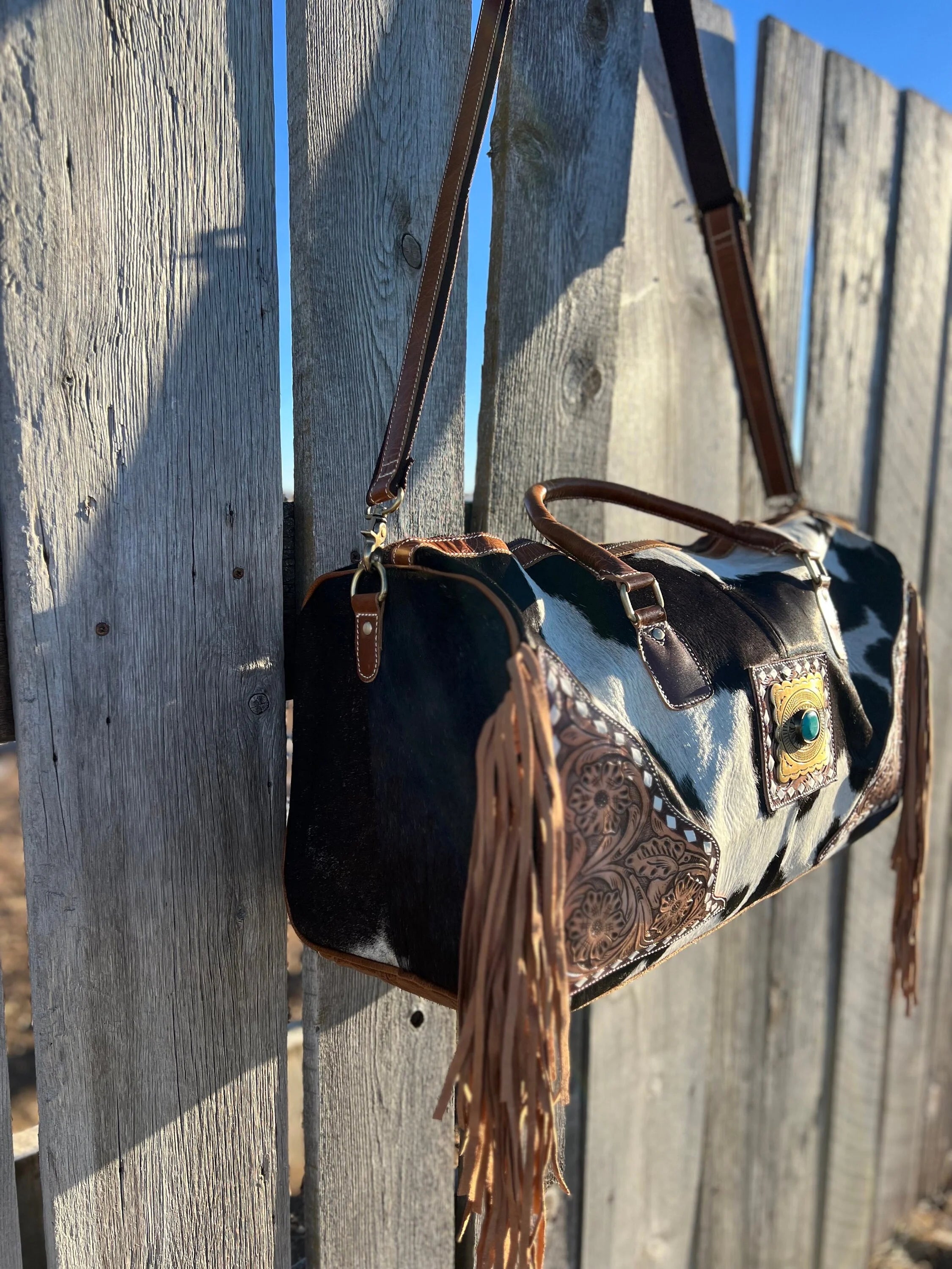 Concho Cowhide Duffel Bag
