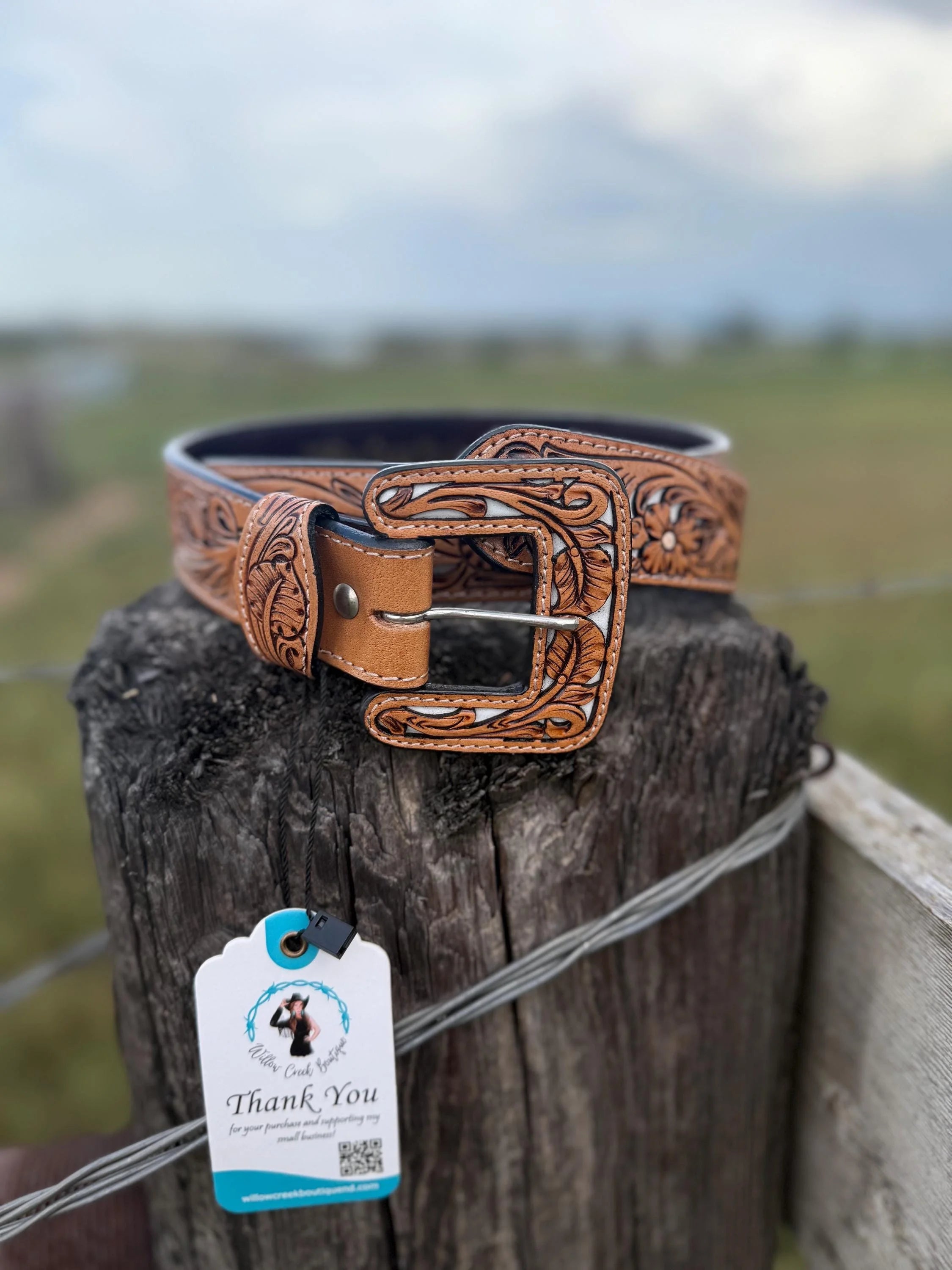 Tan Leather Square Buckle Belt