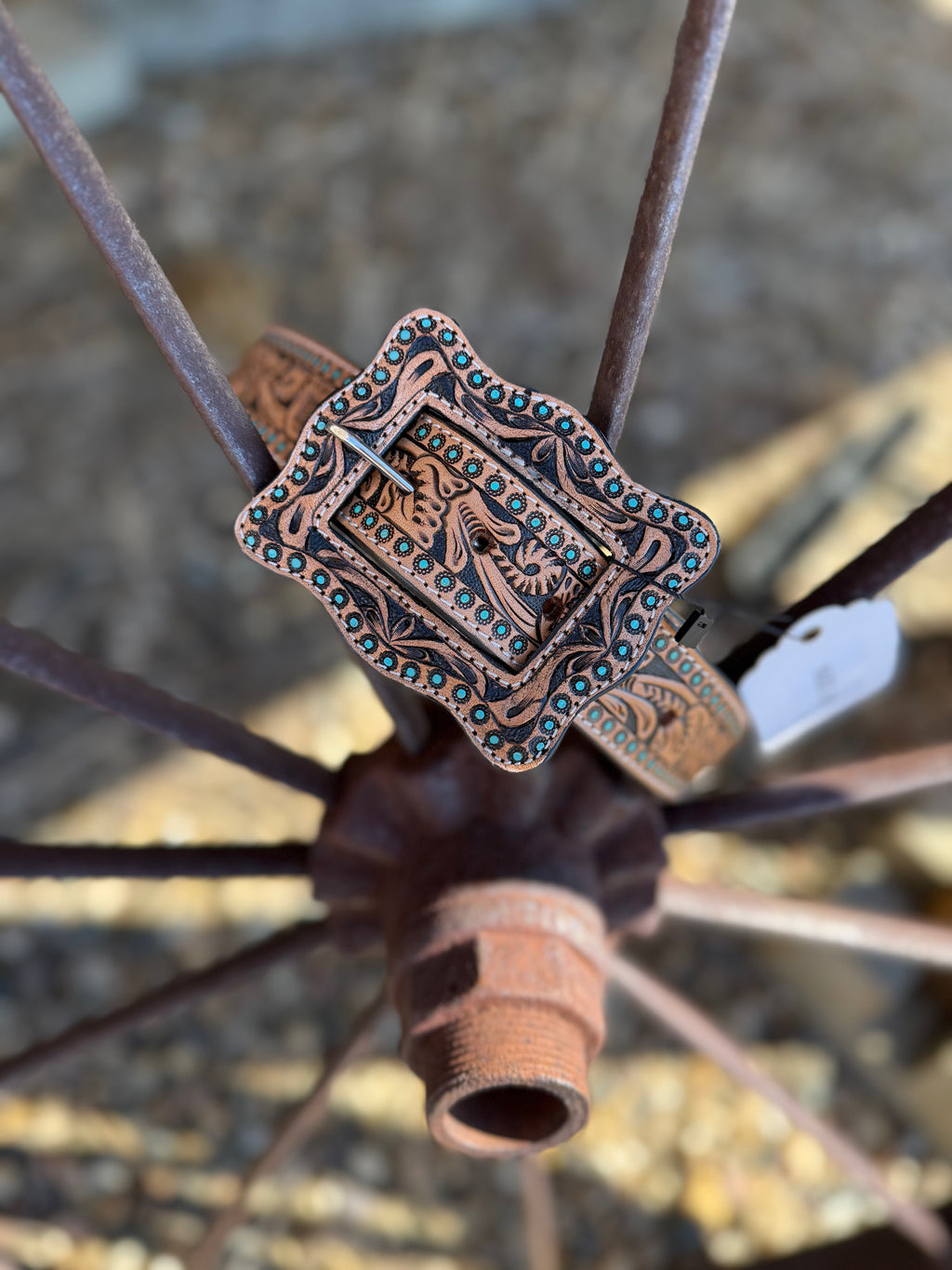 Dotted Leather Western Belt