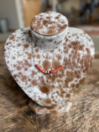 Spiny Oyster Chip Necklace with Sterling Silver Pearl