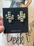 Turquoise studded cactus earrings