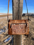 Tooled Cowhide Crossbody