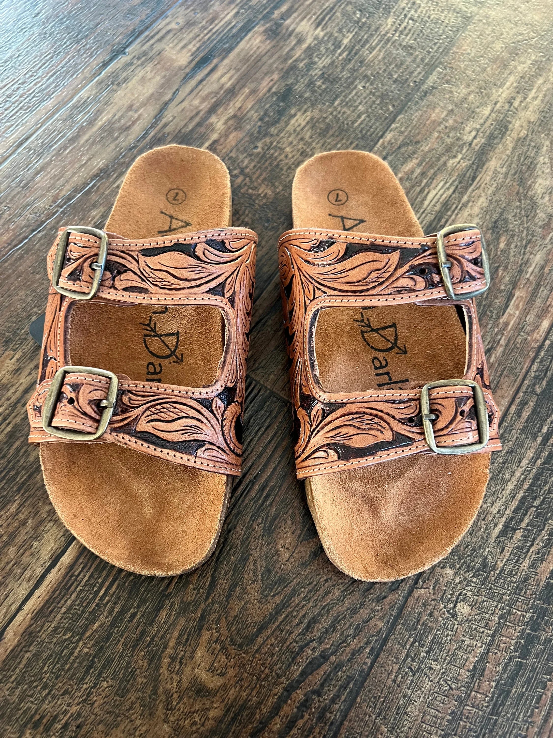 Tooled Leather Sandals