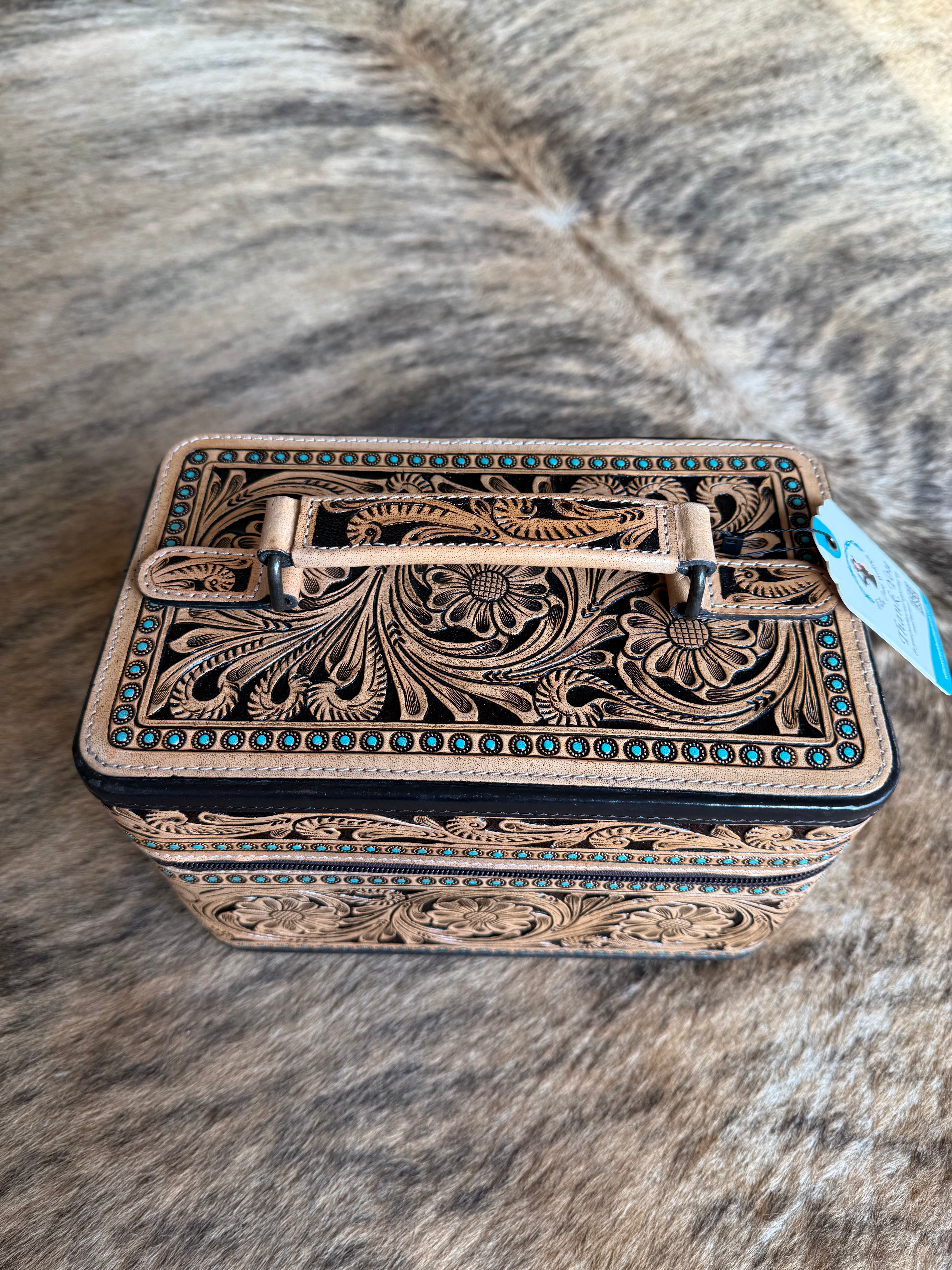Tooled leather jewelry box