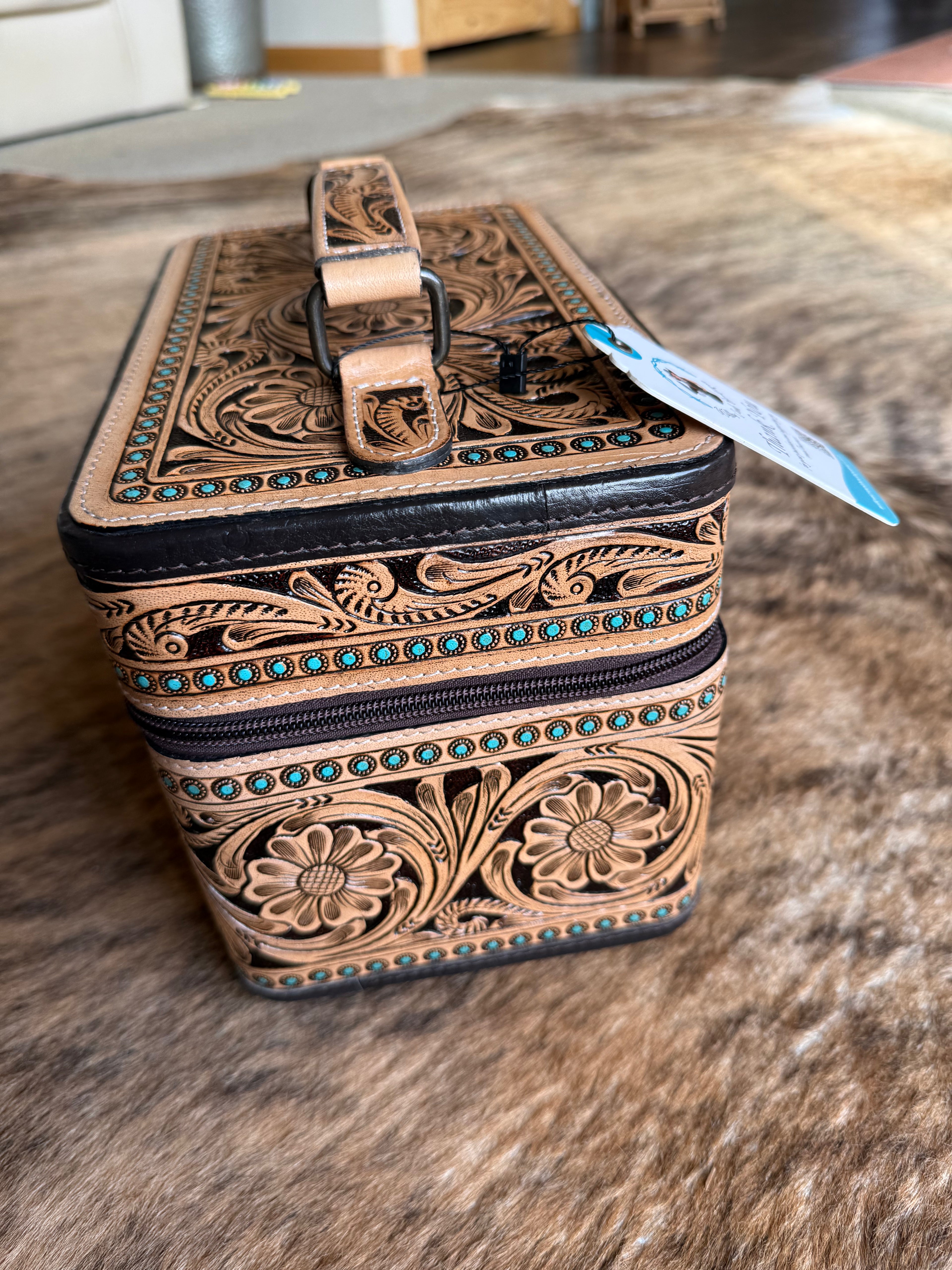 Tooled leather jewelry box