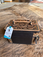 Tooled leather jewelry box