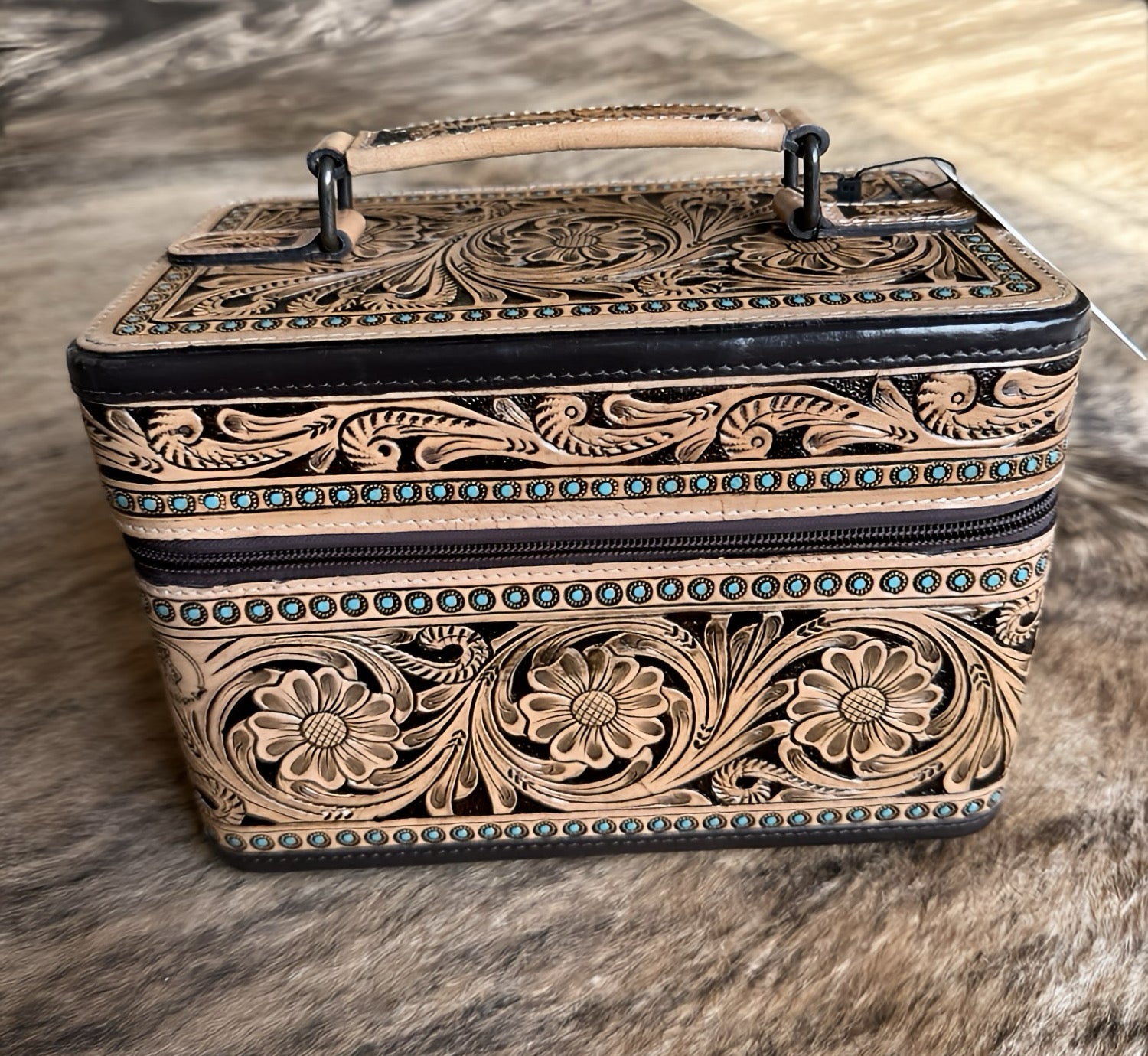 Tooled leather jewelry box
