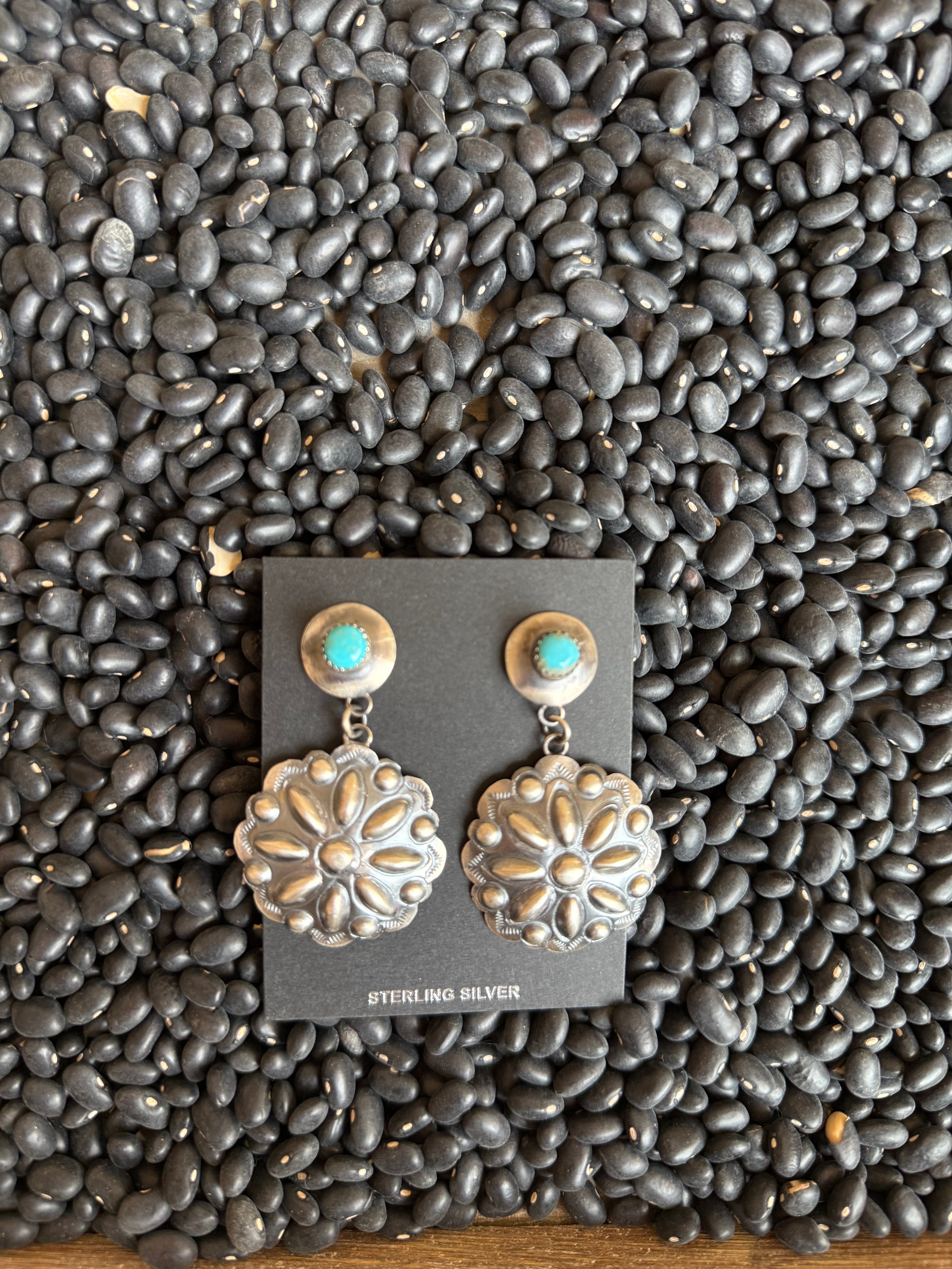 Turquoise Concho Dangle Earrings