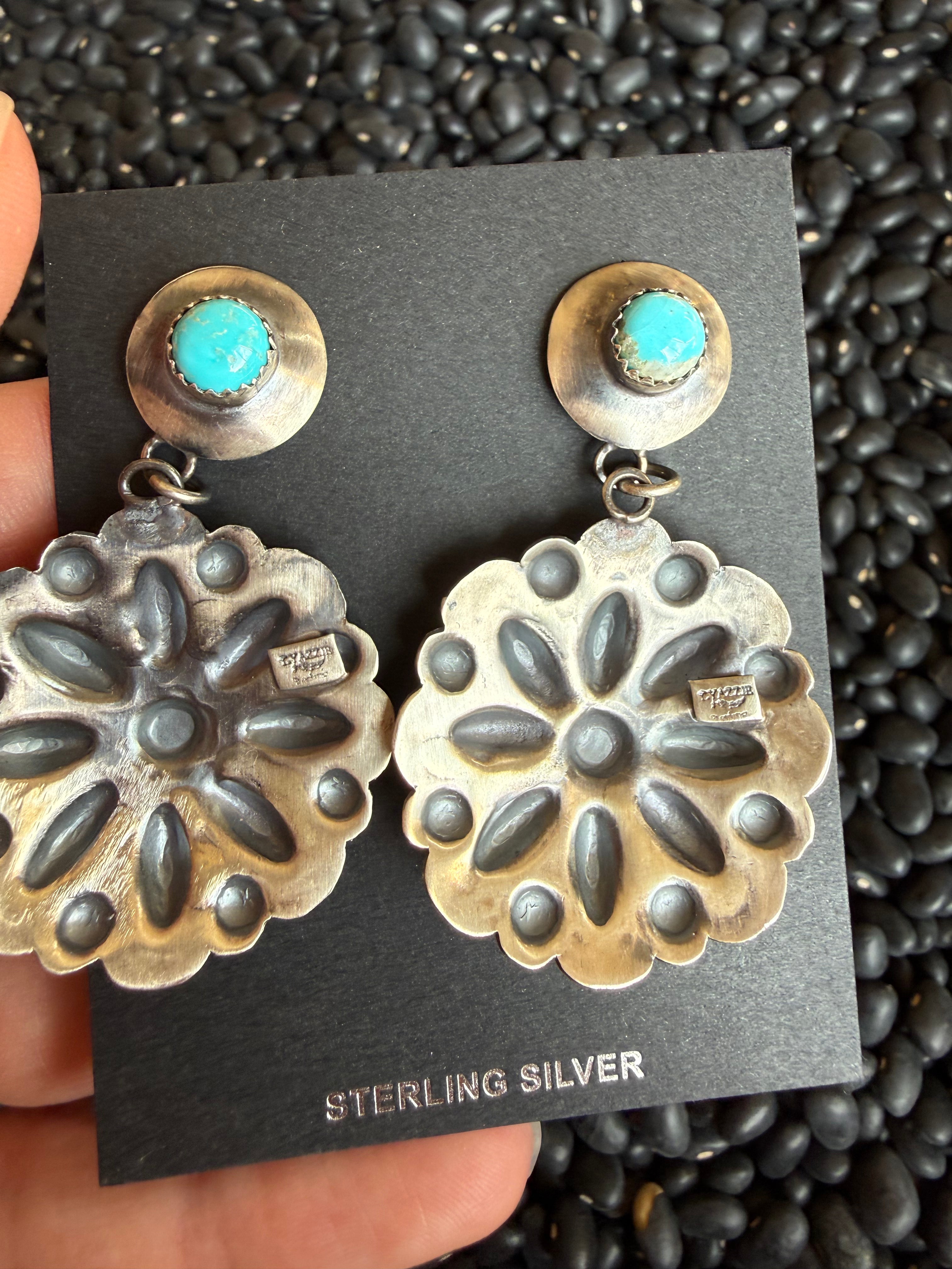 Turquoise Concho Dangle Earrings