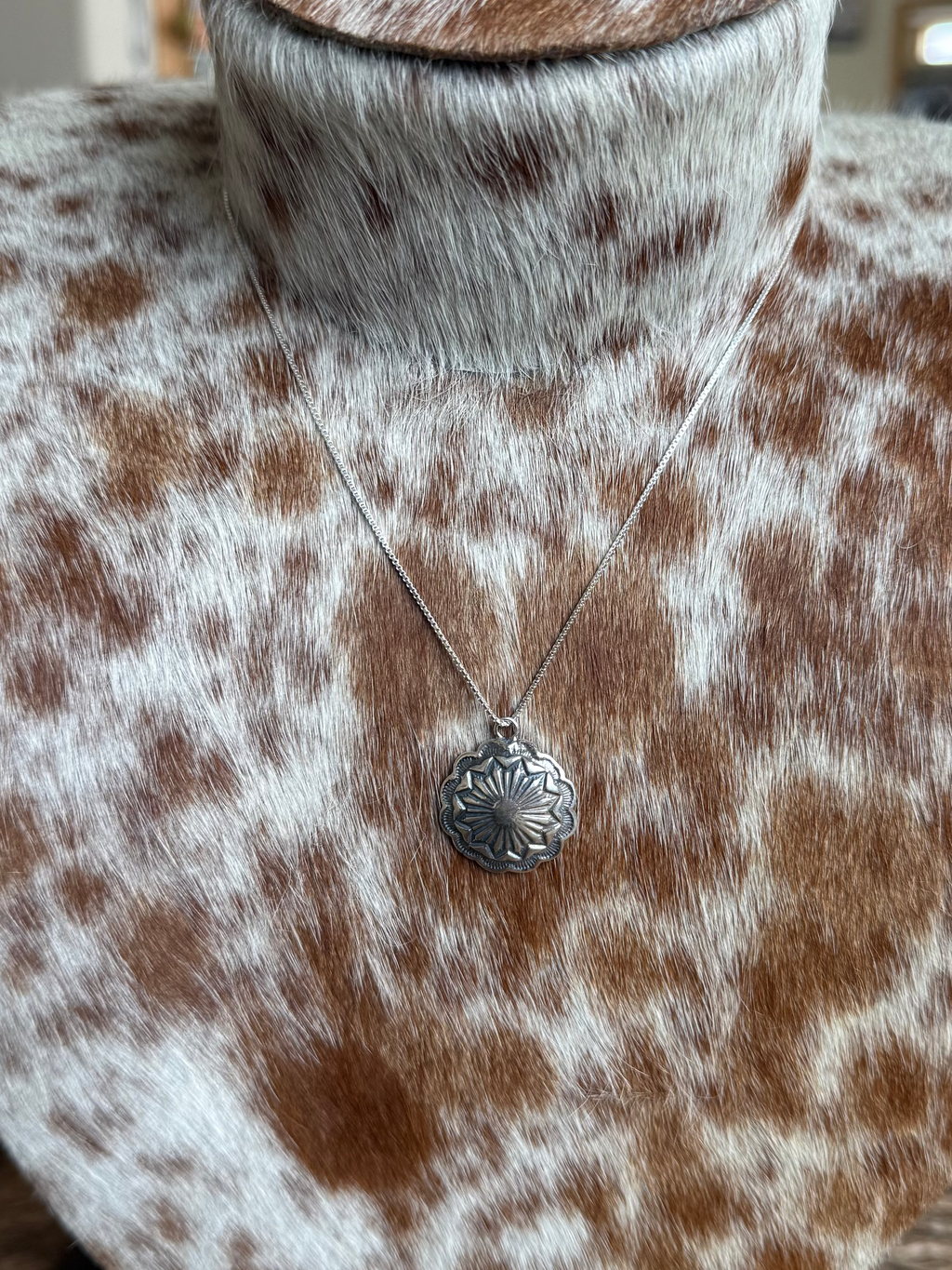 Sterling Silver Concho Necklace