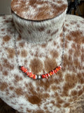Spiny Oyster Chip Necklace with Sterling Silver Pearl