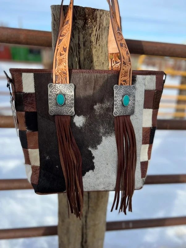 Cowhide Concho Purse