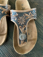 Concho Tooled Leather Sandals