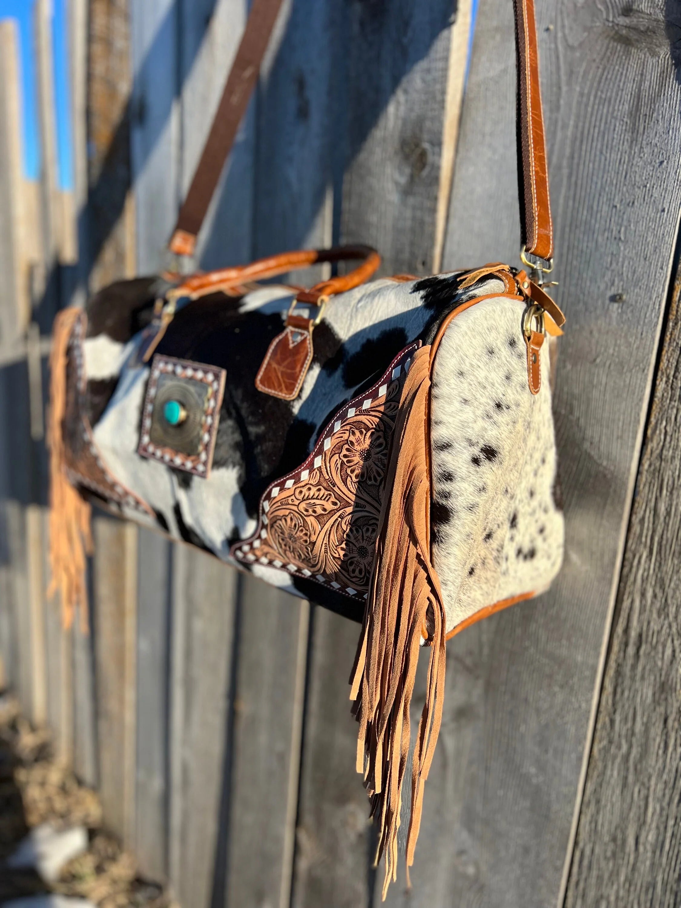 Concho Cowhide Duffel Bag