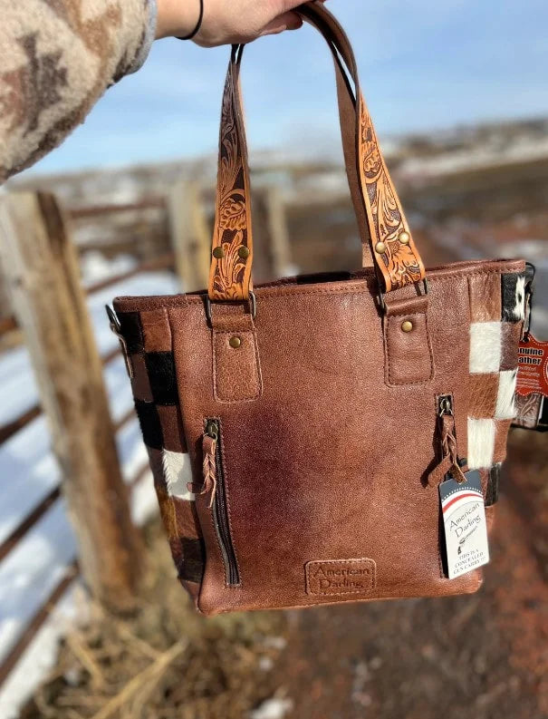 Cowhide concho purse