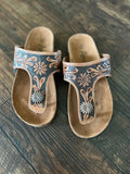 Concho Tooled Leather Sandals