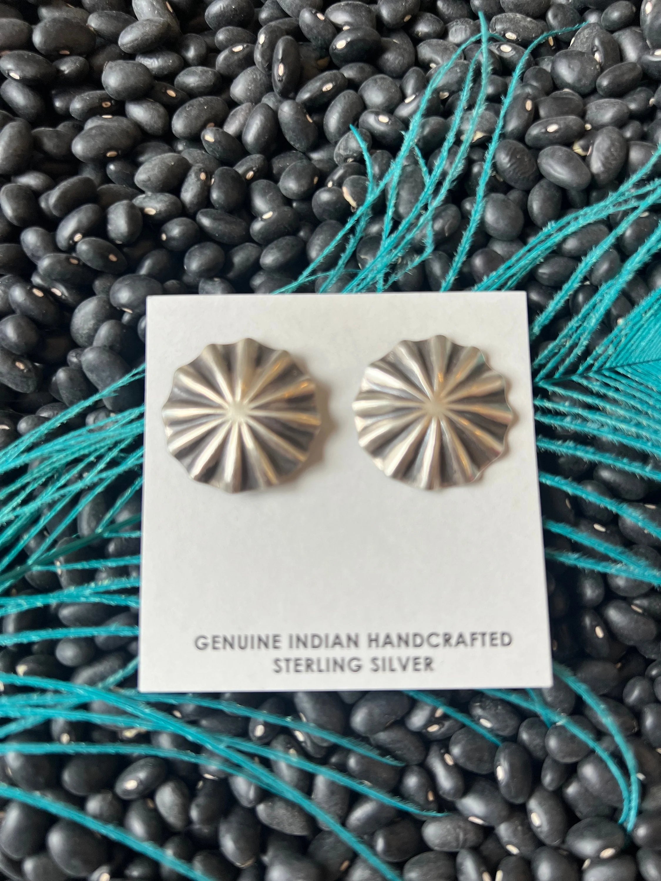 Sterling silver concho earrings