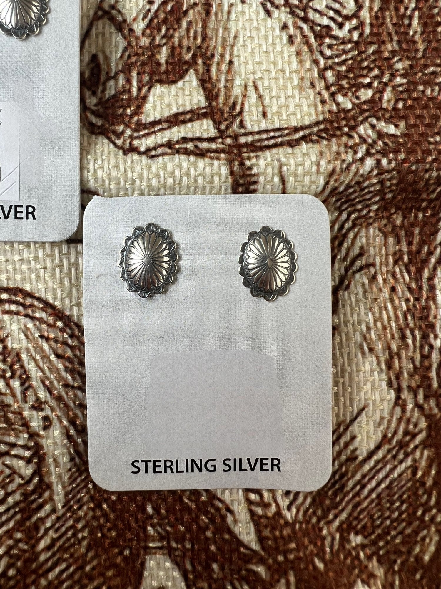 Sterling silver oval concho studs