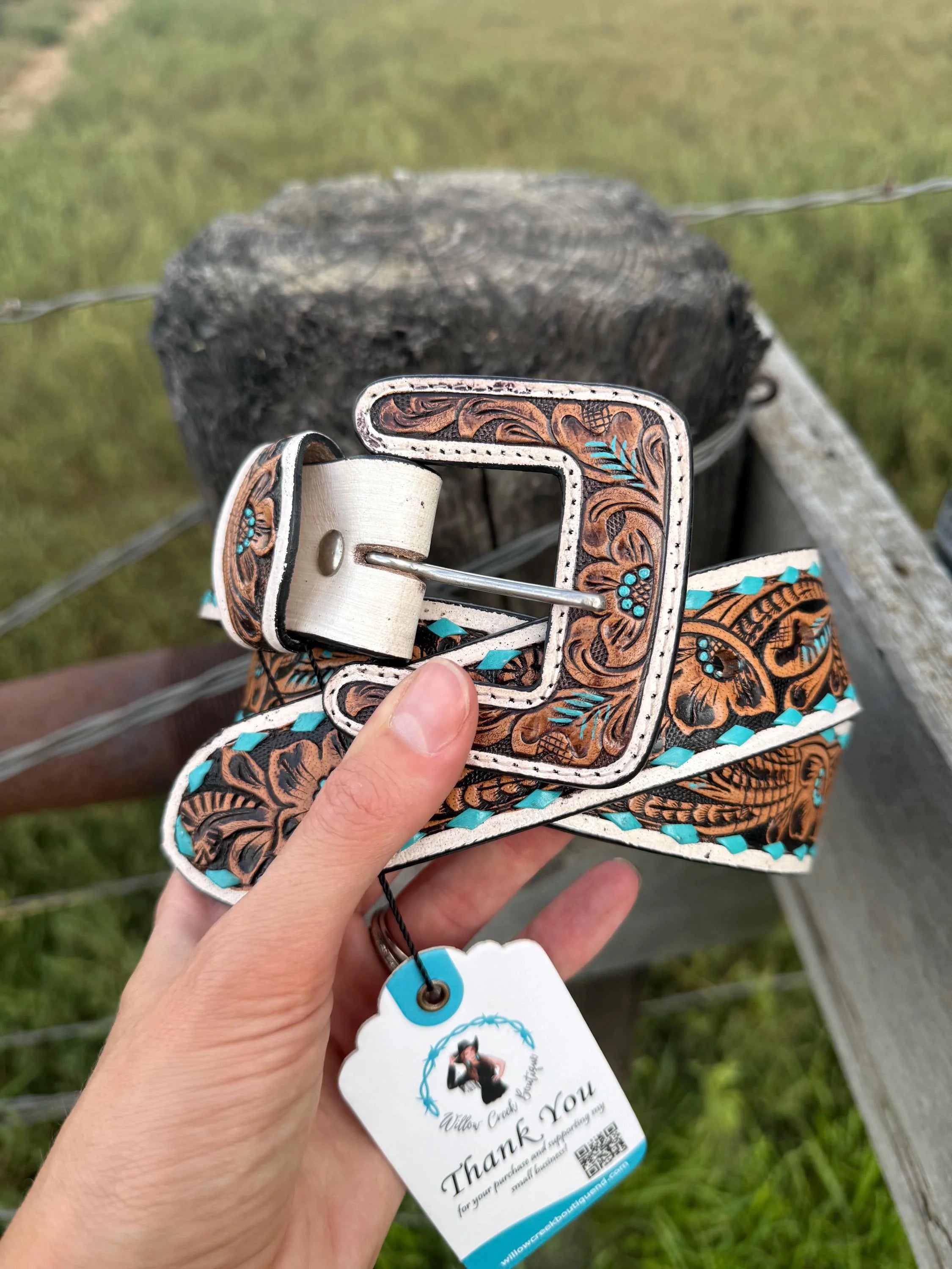 Square Buckle Leather Belt