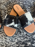 Studded Cowhide Slides