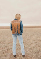 Tooled Leather Denim Jacket