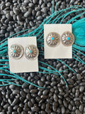 Sterling Silver & Turquoise Concho Stud Earrings