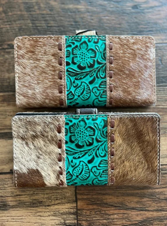 Embossed Turquoise Cowhide Wallet