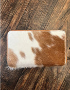 Cowhide wallet with turquoise tooling