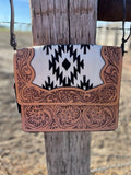 Tooled Black & White Aztec Crossbody