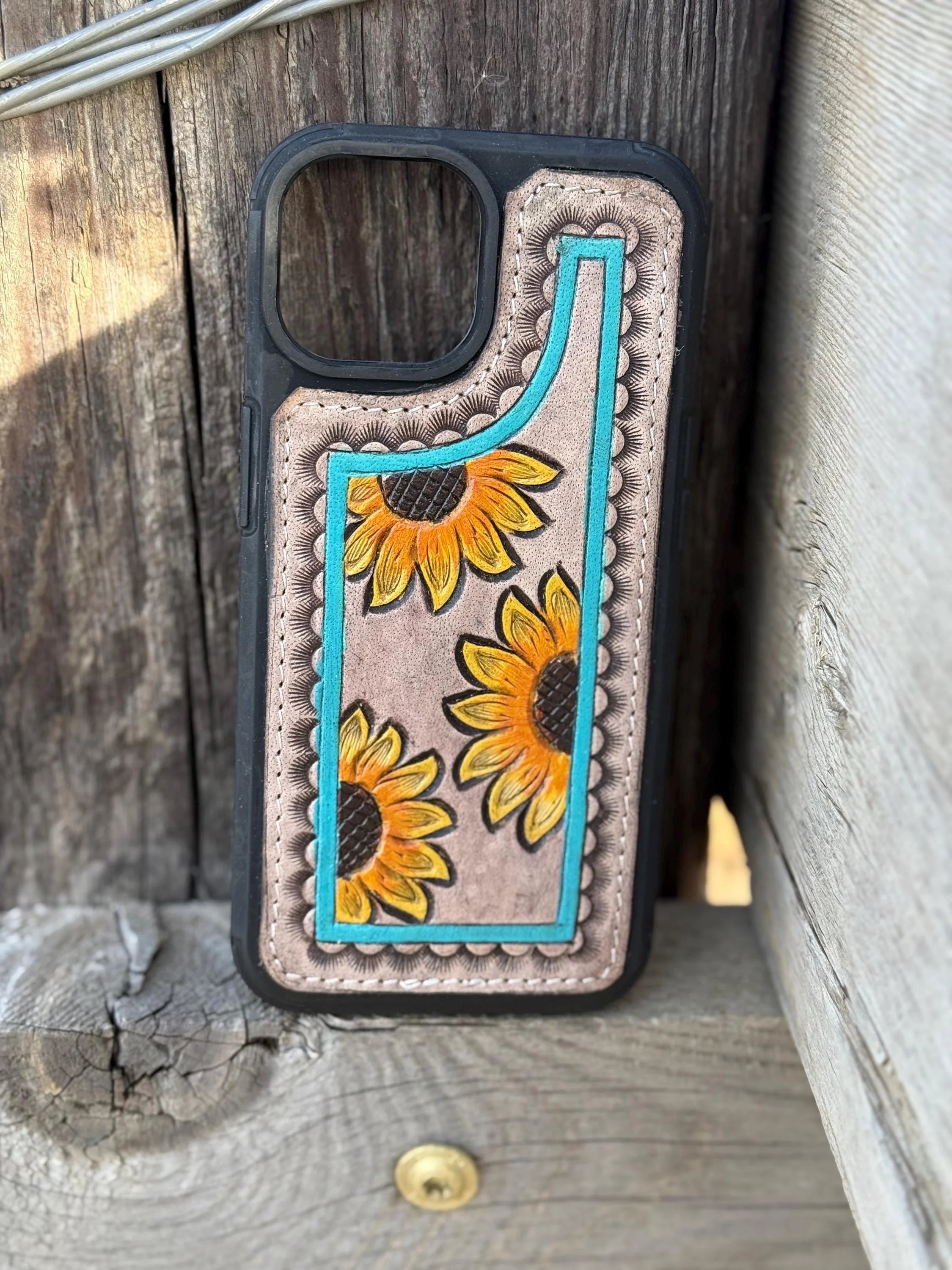 Turquoise Trim Sunflower IPhone Case