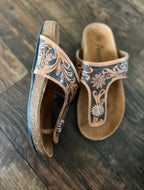 Concho Tooled Leather Sandals