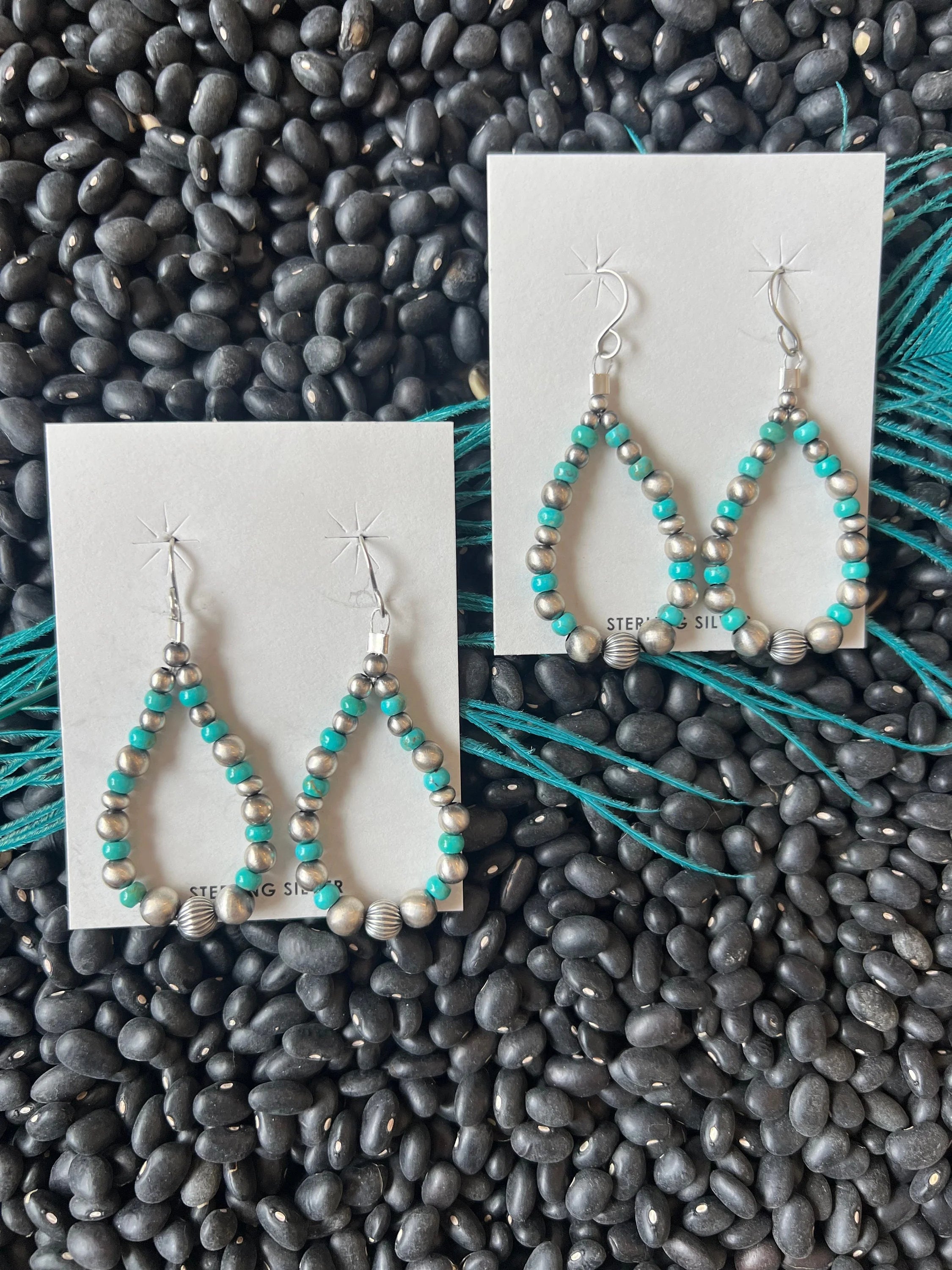 Silver & Turquoise Navajo Pearl Earrings