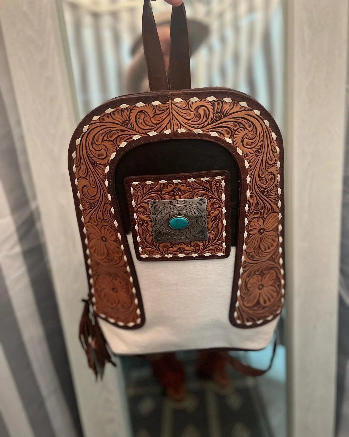 Cowhide Concho Backpack