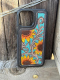 Leather Sunflower Phone Case