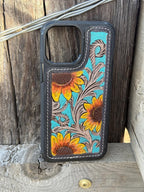 Leather Sunflower Phone Case