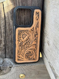 Floral Tooled Leather iPhone Case