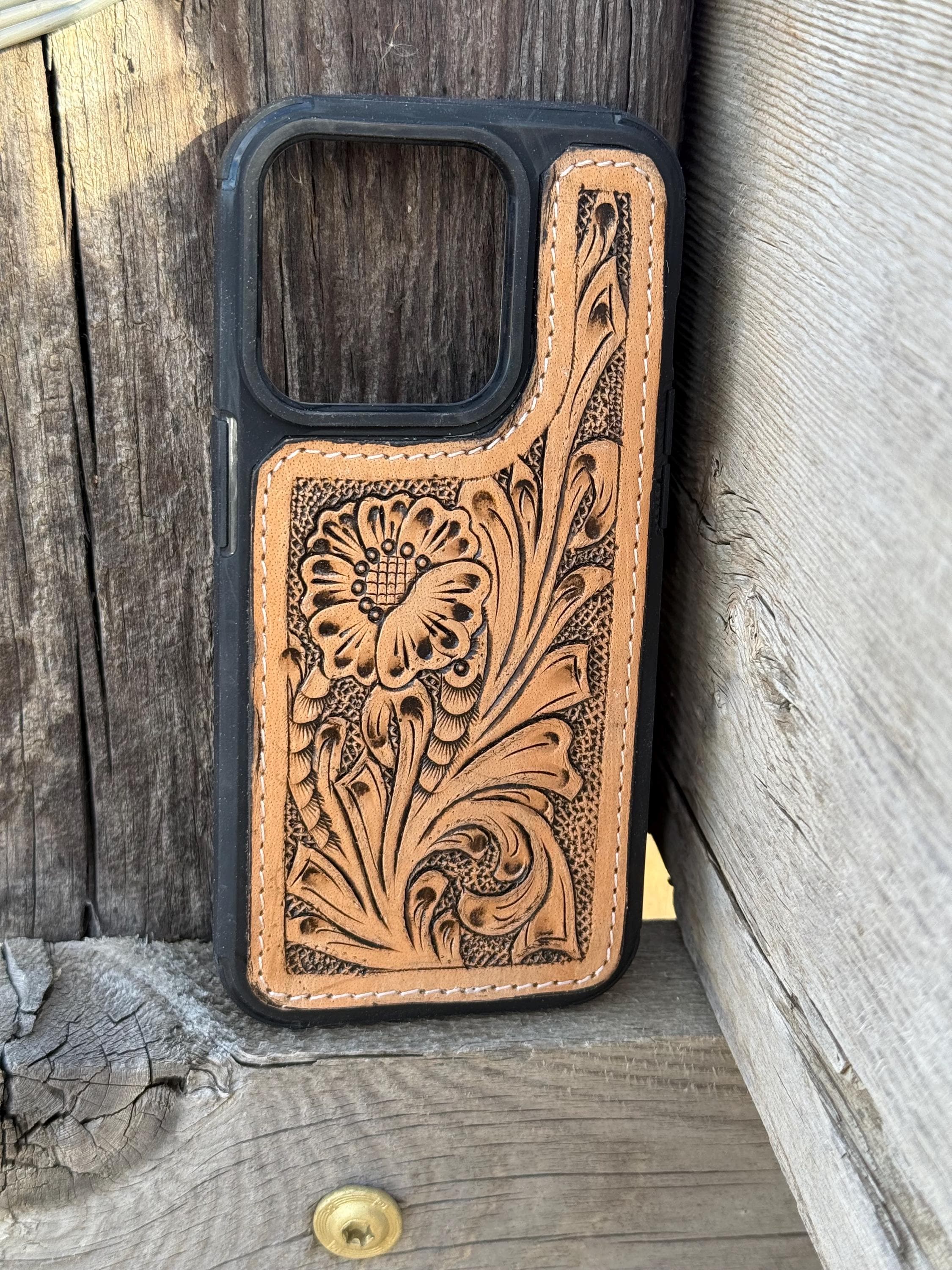 Floral leather iPhone case