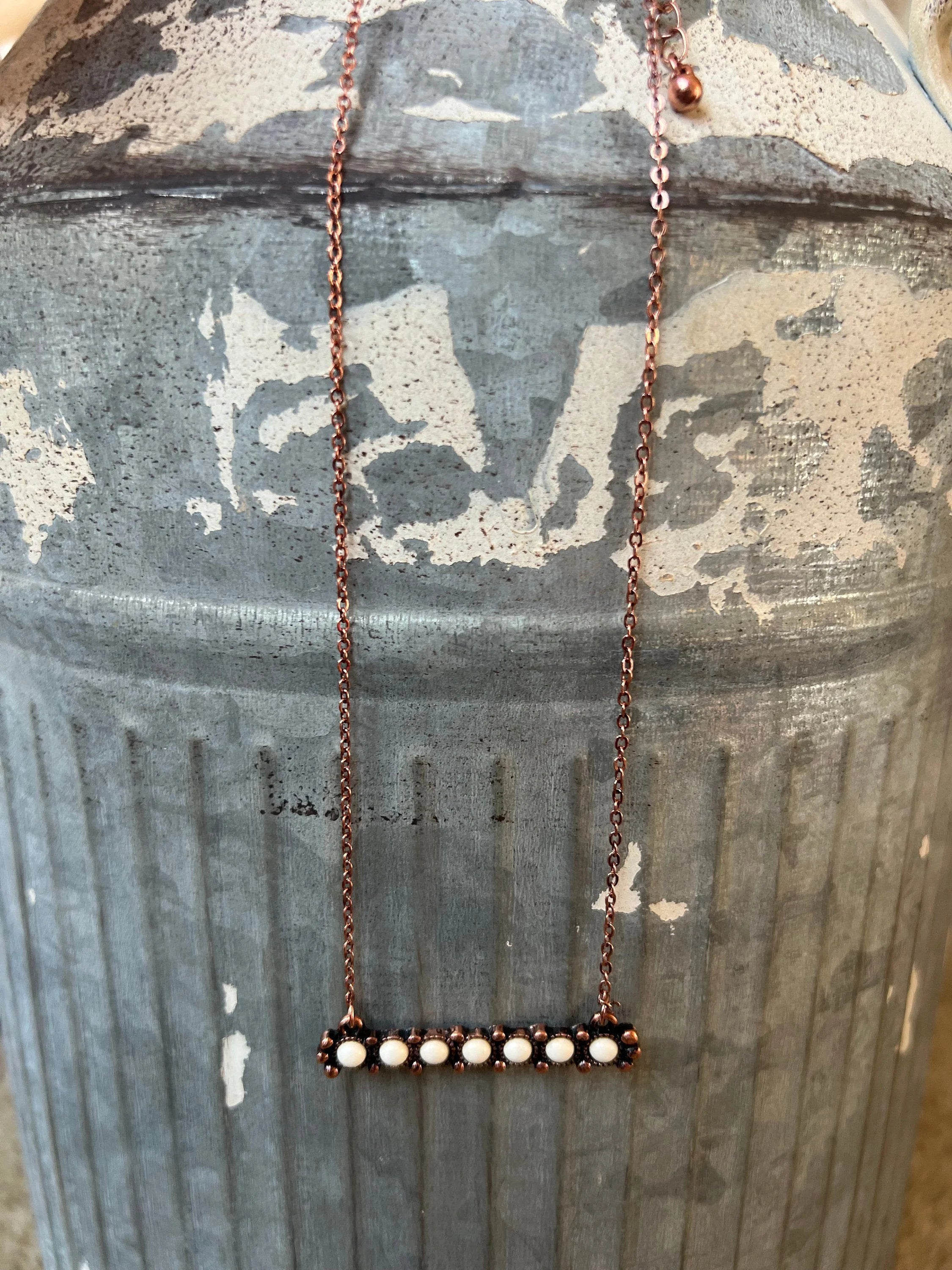 Copper & Ivory Bar Necklace Set